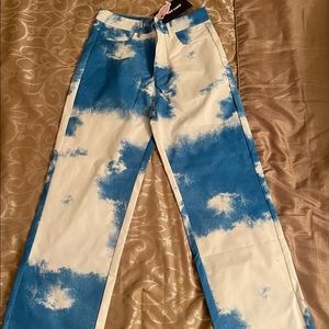 Empty Soda Sky Print High Waisted Mom Jeans